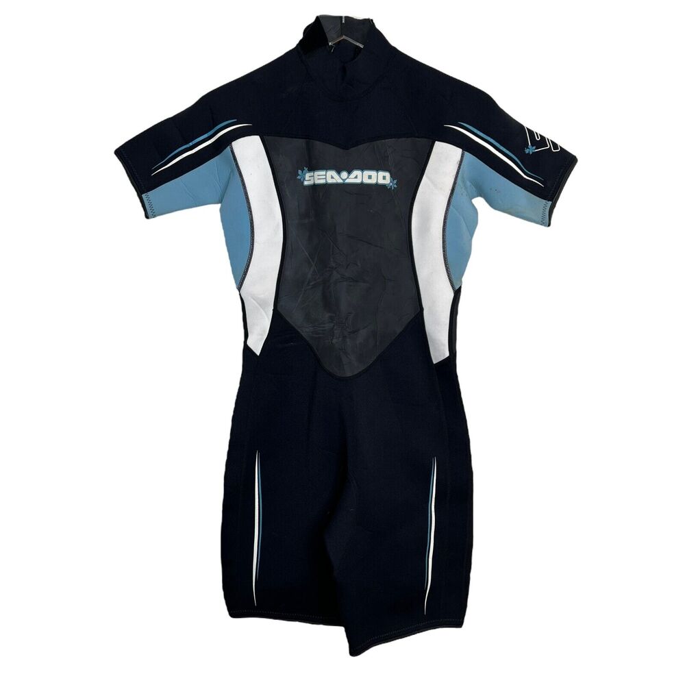 Sea Doo Stallion Ultra 4-Way Flex Shortie Wetsuit FLAW Black Blue Womens 11/12